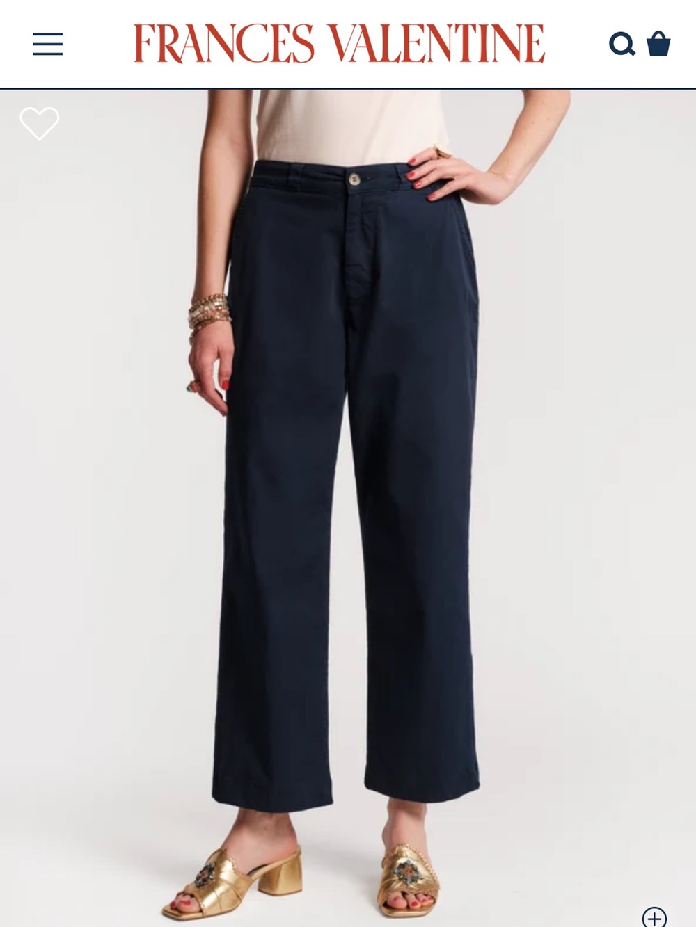NWT Frances Valentine Coleman Navy High-Waist Wide-Leg Pants Sz. 6